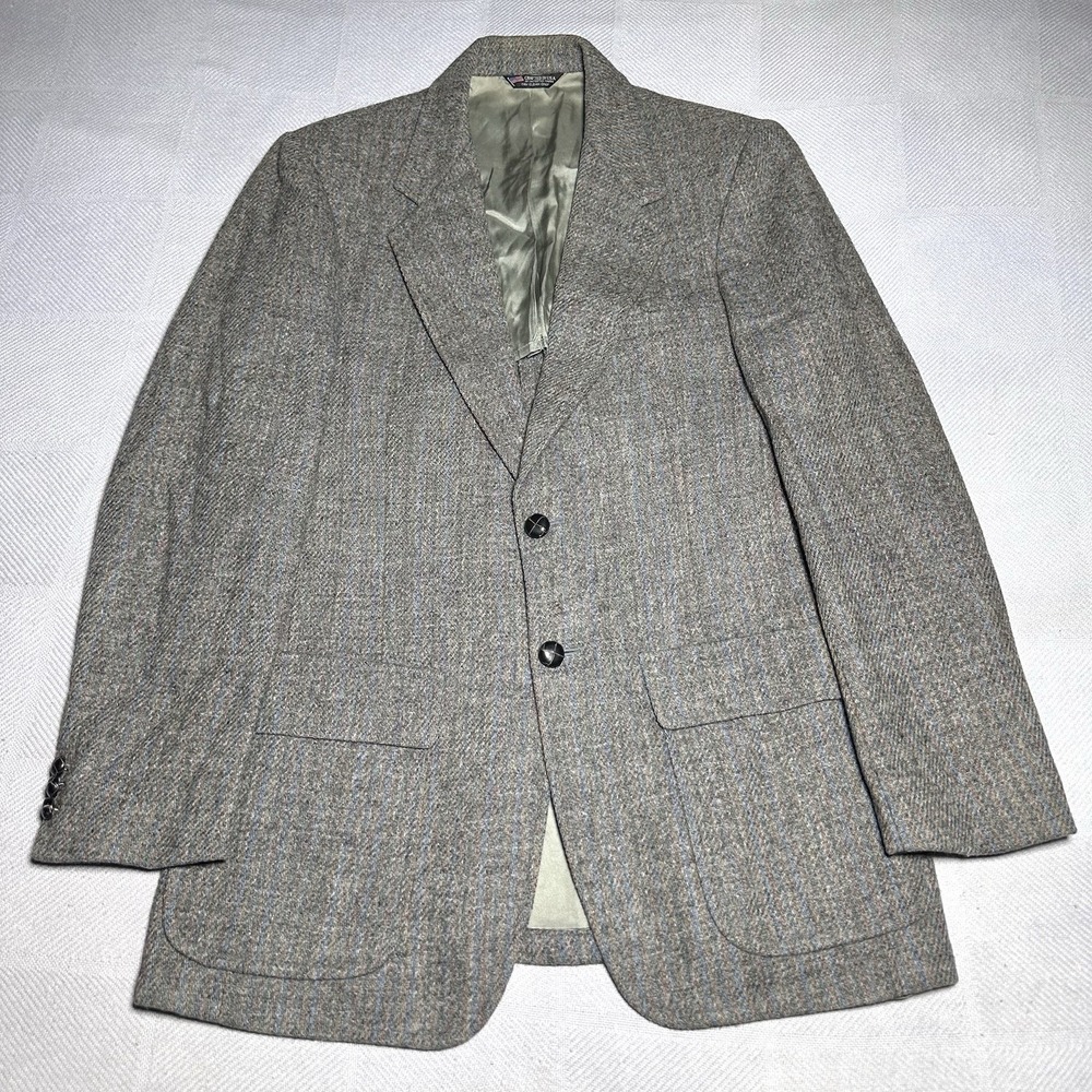 Vintage Harris Tweed Lyle‎ Stevens Blazer Mens 38R Wool Stripe Two Button Jacket